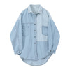 Irregular Spliced Denim Shirt Coat Long Sleeve Pocket Jean Jacket-Jean Jackets-Arimonz-Arimonz
