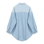 Irregular Spliced Denim Shirt Coat Long Sleeve Pocket Jean Jacket-Jean Jackets-Arimonz-Arimonz