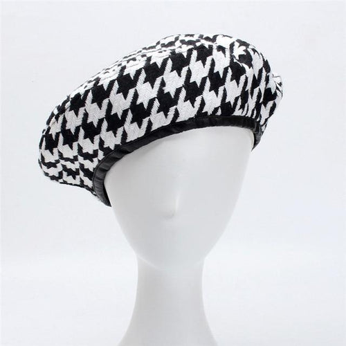 Isabel Plaid Knit Beret-Hats-Arimonz-Arimonz