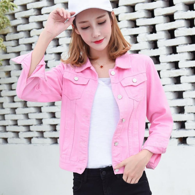 Jean Jackets - Denim Jacket For Ladies With Collar In Different Colors
