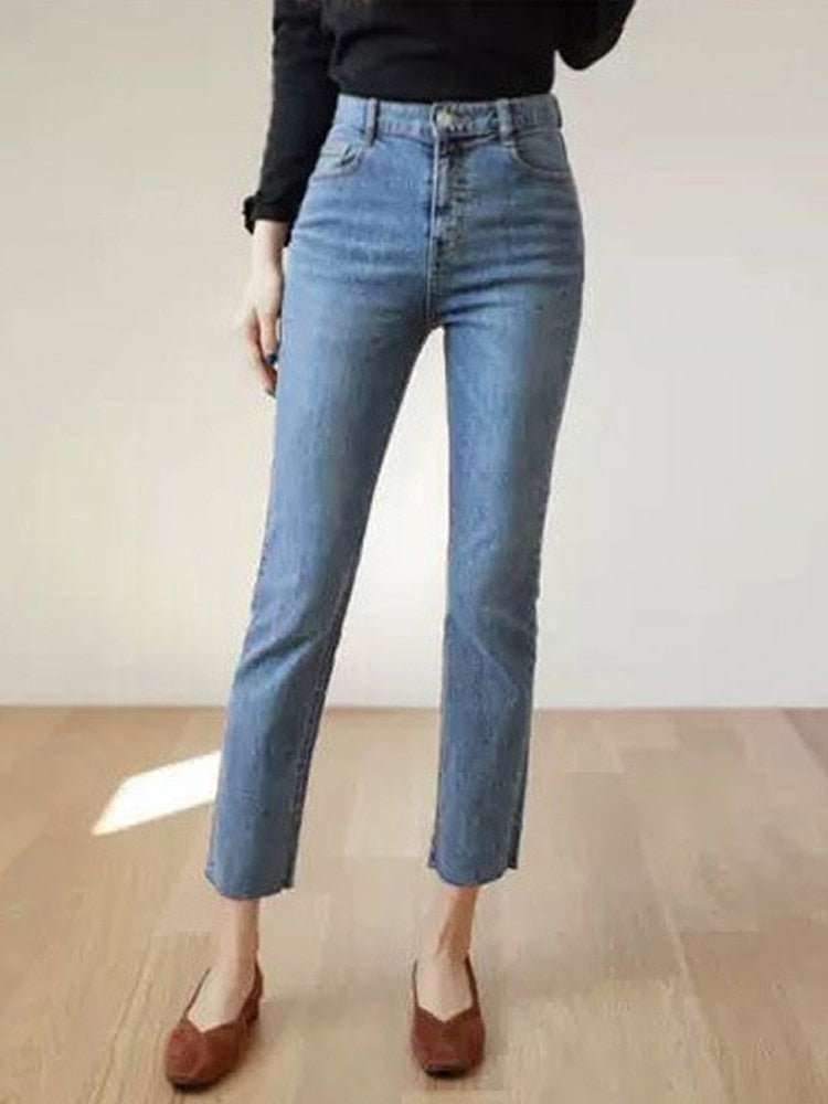 Jeans Women High Waist Streetwear Ankle Length Denim Pants Capris-Skinny Jeans-Arimonz-25-Arimonz