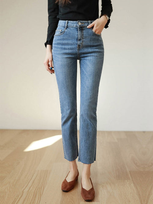 Jeans Women High Waist Streetwear Ankle Length Denim Pants Capris-Skinny Jeans-Arimonz-Arimonz