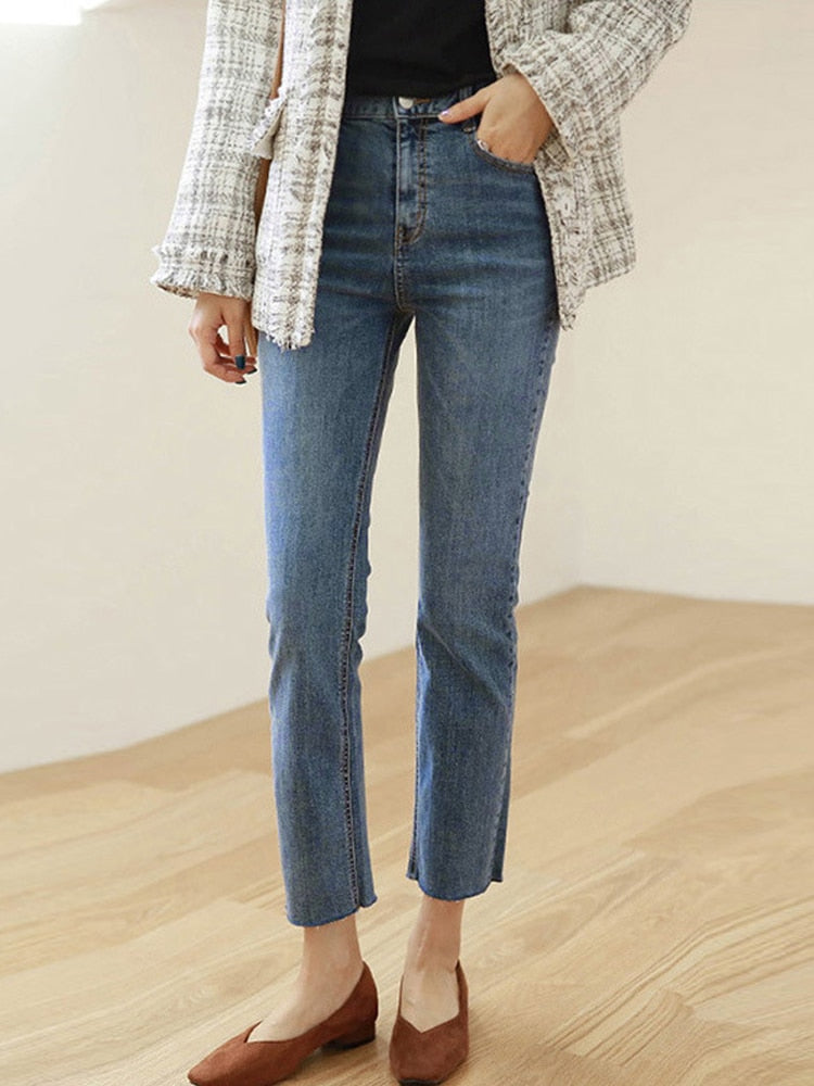 Jeans Women High Waist Streetwear Ankle Length Denim Pants Capris-Skinny Jeans-Arimonz-Arimonz