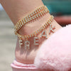 Jewelry Letter Long Anklet Multi-layer Rhinestone Bracelet For Ankle-Anklets-Arimonz-Arimonz