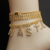 Jewelry Letter Long Anklet Multi-layer Rhinestone Bracelet For Ankle-Anklets-Arimonz-Arimonz