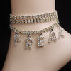 Jewelry Letter Long Anklet Multi-layer Rhinestone Bracelet For Ankle-Anklets-Arimonz-Arimonz