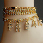 Jewelry Letter Long Anklet Multi-layer Rhinestone Bracelet For Ankle-Anklets-Arimonz-FREAK-gold-Arimonz