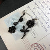 Jewelry Rose Ear Stud Unglazed Black Asymmetry Dangle Earring-Earrings-Arimonz-Arimonz