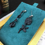 Jewelry Rose Ear Stud Unglazed Black Asymmetry Dangle Earring-Earrings-Arimonz-Arimonz