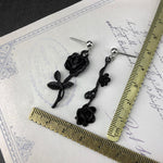 Jewelry Rose Ear Stud Unglazed Black Asymmetry Dangle Earring-Earrings-Arimonz-Arimonz