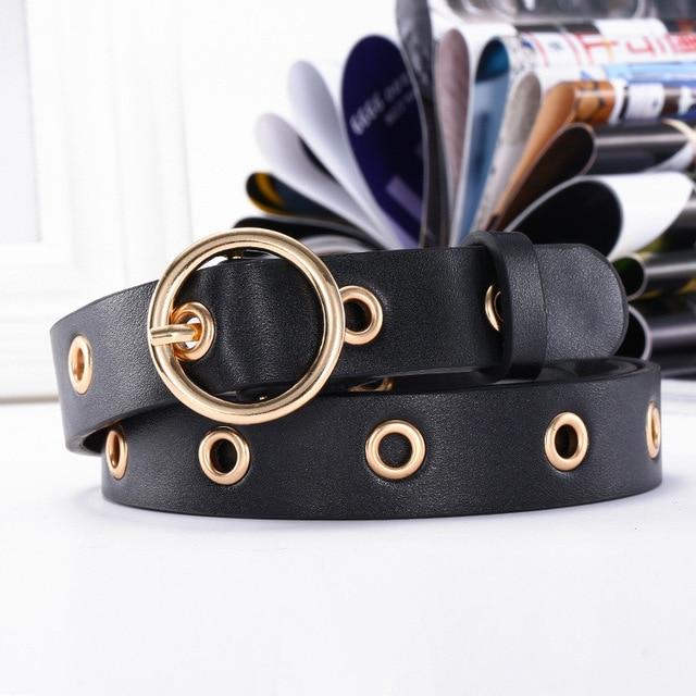 Joanna Round Buckle Retro Belt-Belts-Arimonz-Black-Arimonz