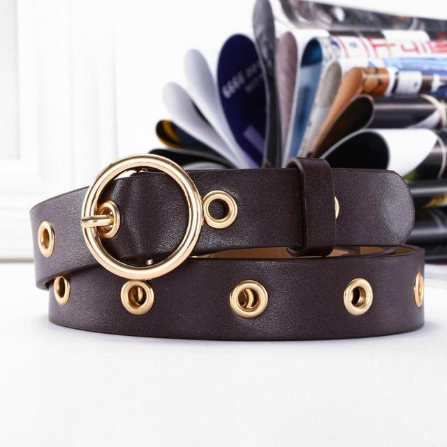 Joanna Round Buckle Retro Belt-Belts-Arimonz-Coffee-Arimonz