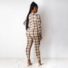 Jumpsuit Women Zipper Long-Sleeve Fashion Plaid Print Jumpsuit-Night Out Jumpsuits & Rompers-Arimonz-Arimonz
