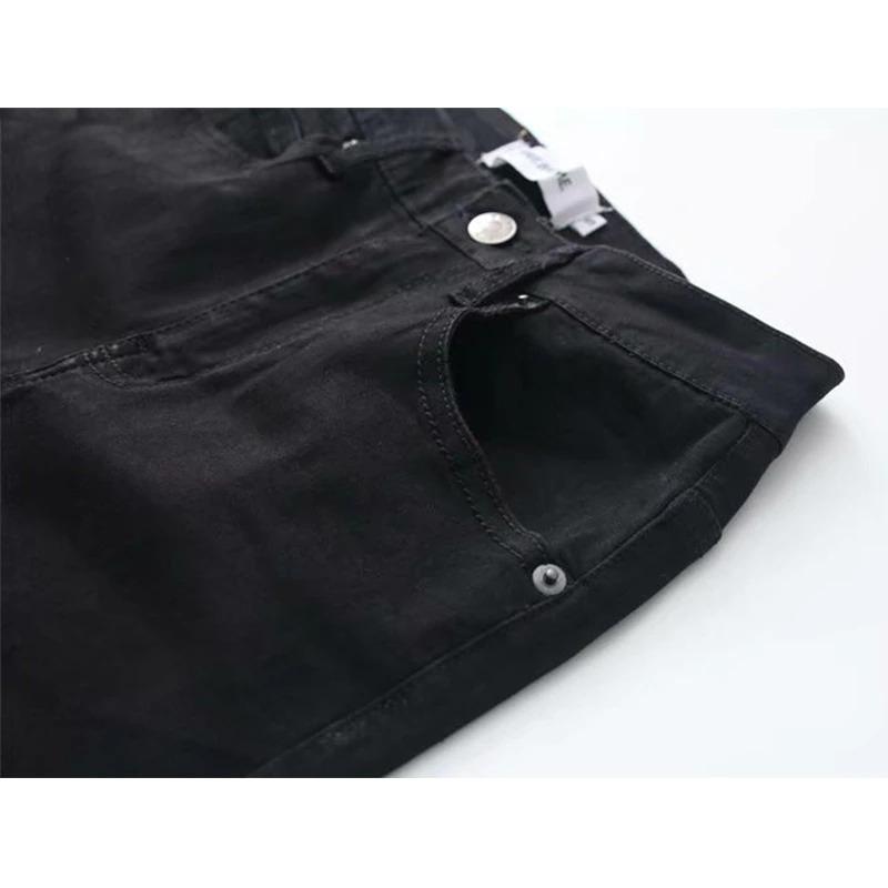 Knee Length Denim Shorts Women Push Up High Waist Biker Shorts-Denim Shorts-Arimonz-Arimonz