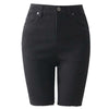 Knee Length Denim Shorts Women Push Up High Waist Biker Shorts-Denim Shorts-Arimonz-S-Arimonz