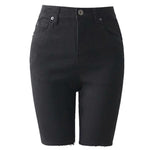 Knee Length Denim Shorts Women Push Up High Waist Biker Shorts-Denim Shorts-Arimonz-S-Arimonz