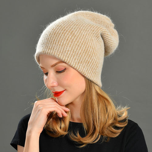 Knitted Beanies Thick Warm Ladies Wool Female Beanie Hats-Hats-Arimonz-Arimonz