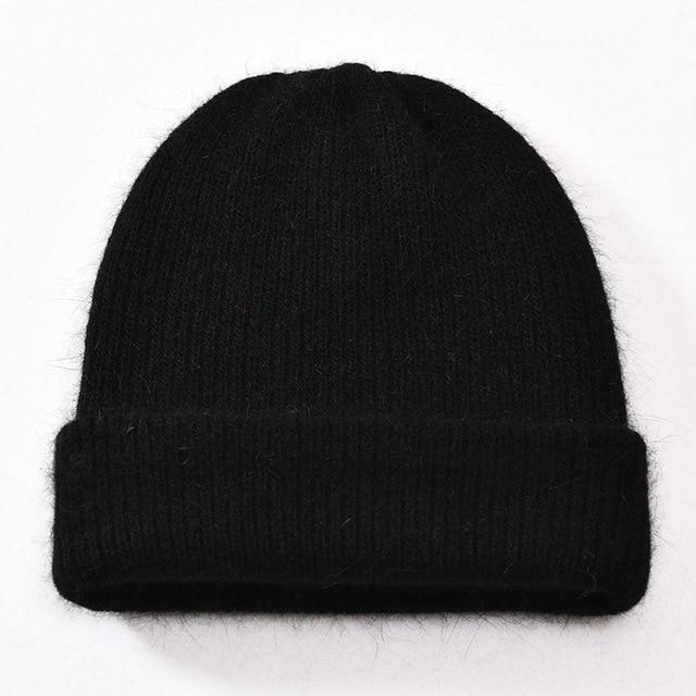 Knitted Beanies Thick Warm Ladies Wool Female Beanie Hats-Hats-Arimonz-Black-Arimonz