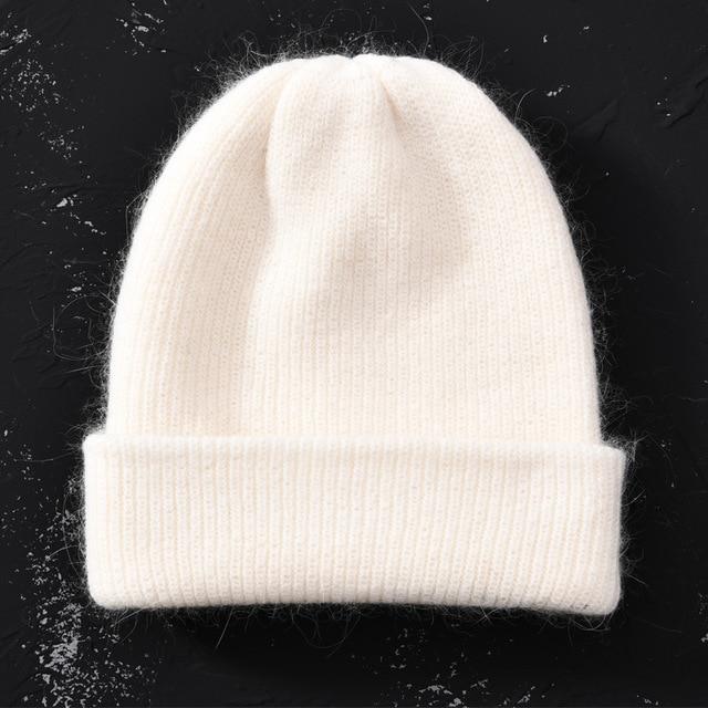Knitted Beanies Thick Warm Ladies Wool Female Beanie Hats-Hats-Arimonz-White-Arimonz
