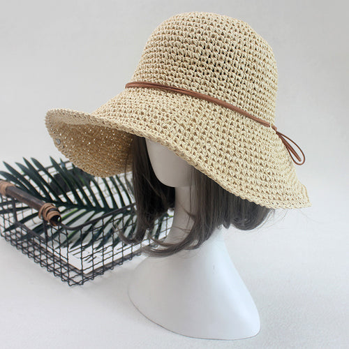 Ladies Sun Hat For Women Bowknot Raffia Straw Hat Foldable Summer Hat-Summer Hats-Arimonz-Arimonz