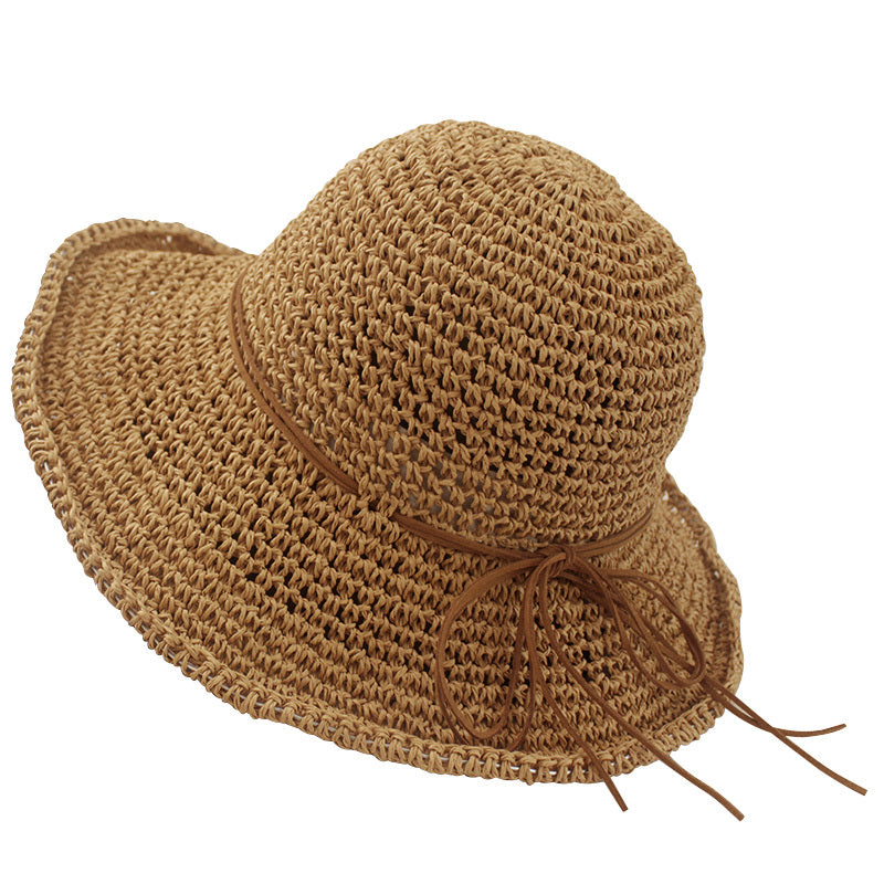 Ladies Sun Hat For Women Bowknot Raffia Straw Hat Foldable Summer Hat-Summer Hats-Arimonz-Arimonz