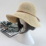 Ladies Sun Hat For Women Bowknot Raffia Straw Hat Foldable Summer Hat-Summer Hats-Arimonz-hat light Khaki-Arimonz