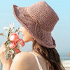 Ladies Sun Hat For Women Bowknot Raffia Straw Hat Foldable Summer Hat-Summer Hats-Arimonz-Arimonz
