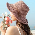 Ladies Sun Hat For Women Bowknot Raffia Straw Hat Foldable Summer Hat-Summer Hats-Arimonz-Arimonz