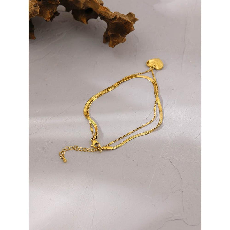 Layered Heart Gold Anklet for Women Leg Chain Beach Anklets for Women-Anklets-Arimonz-Arimonz