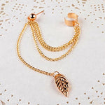 Leaf Tassel Earrings For Women Fashionable Personality Metal Ear Clip-Earrings-Arimonz-Arimonz