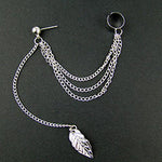 Leaf Tassel Earrings For Women Fashionable Personality Metal Ear Clip-Earrings-Arimonz-silver-Arimonz