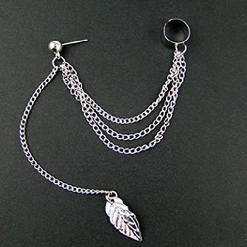 Leaf Tassel Earrings For Women Fashionable Personality Metal Ear Clip-Earrings-Arimonz-silver-Arimonz