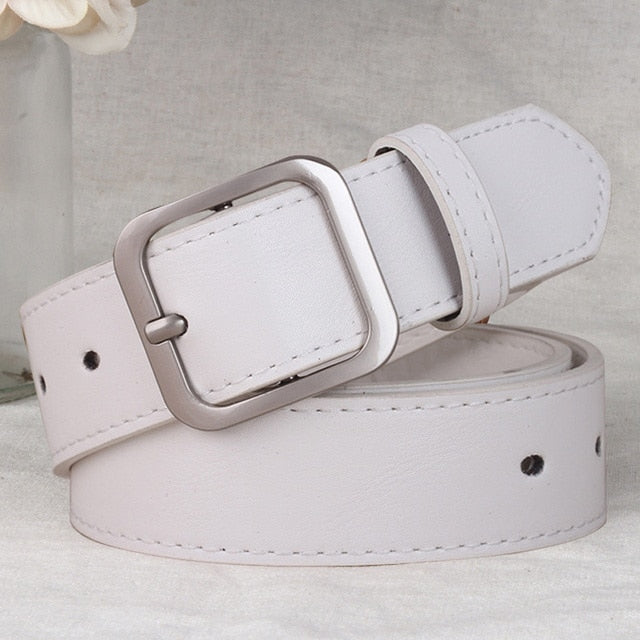Leather Belt for Women Square Pin Buckle Black Belts for Jeans Pants-Belts-Arimonz-A2-3.2cm/1.25inches-Arimonz