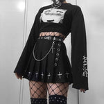Leather Belts Women Black Fashion Gothic Metal Chain High Waist Belts-Belts-Arimonz-Arimonz