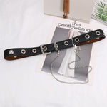 Leather Belts Women Black Fashion Gothic Metal Chain High Waist Belts-Belts-Arimonz-Arimonz