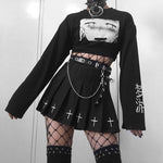 Leather Belts Women Black Fashion Gothic Metal Chain High Waist Belts-Belts-Arimonz-Arimonz
