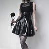 Leather Black Skirt High Waist Suspender Mini Skirt Women A Line Skirt-Skirts-Arimonz-Arimonz