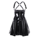 Leather Black Skirt High Waist Suspender Mini Skirt Women A Line Skirt-Skirts-Arimonz-Arimonz