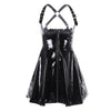 Leather Black Skirt High Waist Suspender Mini Skirt Women A Line Skirt-Skirts-Arimonz-S-Arimonz