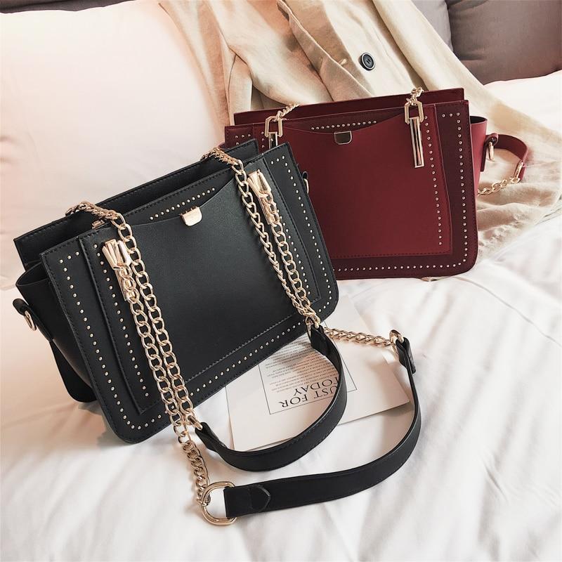 Leather Gianna Handbag Metal Chain Tote For Women-Handbags-Arimonz-Arimonz