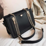 Leather Gianna Handbag Metal Chain Tote For Women-Handbags-Arimonz-Black-Arimonz