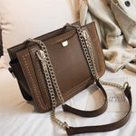 Leather Gianna Handbag Metal Chain Tote For Women-Handbags-Arimonz-Brown-Arimonz