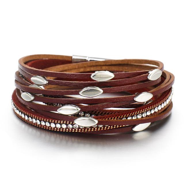 Leather Multi Layer Wrap Bracelets-Braceletes-Arimonz-Red-Arimonz