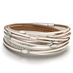 Leather Multi Layer Wrap Bracelets-Braceletes-Arimonz-White-Arimonz