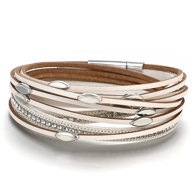 Leather Multi Layer Wrap Bracelets-Braceletes-Arimonz-White-Arimonz