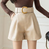 Leather Shorts Loose High Waist Shorts With Belt Fashion Short-Shorts-Arimonz-Arimonz