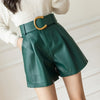 Leather Shorts Loose High Waist Shorts With Belt Fashion Short-Shorts-Arimonz-Arimonz