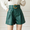 Leather Shorts Loose High Waist Shorts With Belt Fashion Short-Shorts-Arimonz-Arimonz