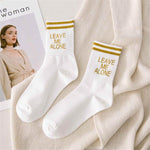 Leave Me Alone Cotton Socks-Socks & Tights-Arimonz-White & Yellow-Arimonz