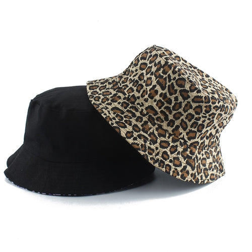 Leopard Print Bucket Hat Reversible Hat Outdoor Travel Cap-Bucket Hats-Arimonz-Arimonz